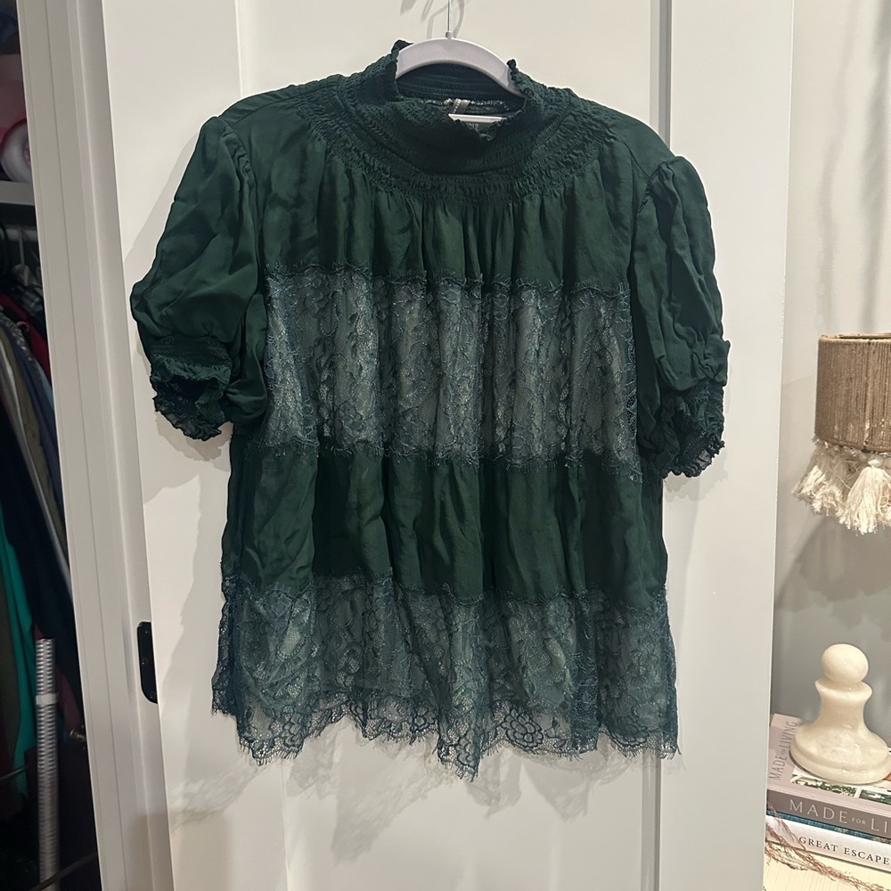 Elegant Green Lace Women's Top
